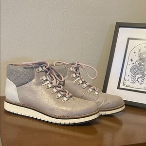 Stylish Women's Gray Shimmer Ankle Boots